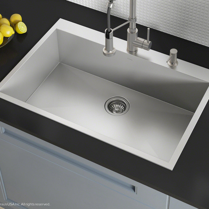 Kraus Pax™ ZeroRadius Topmount Series 33" x 22" DropIn Kitchen Sink